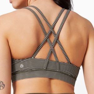 Lululemon Energy Bra • Color: Hype Stripe Dark Olive White • SOLD OUT AT LULU